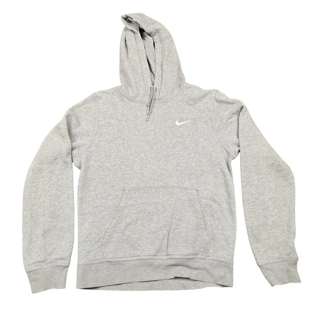 Nike Hoodie Mens Small Gray Fleece Pullover‎ Hooded Lined Pockets Embroidered